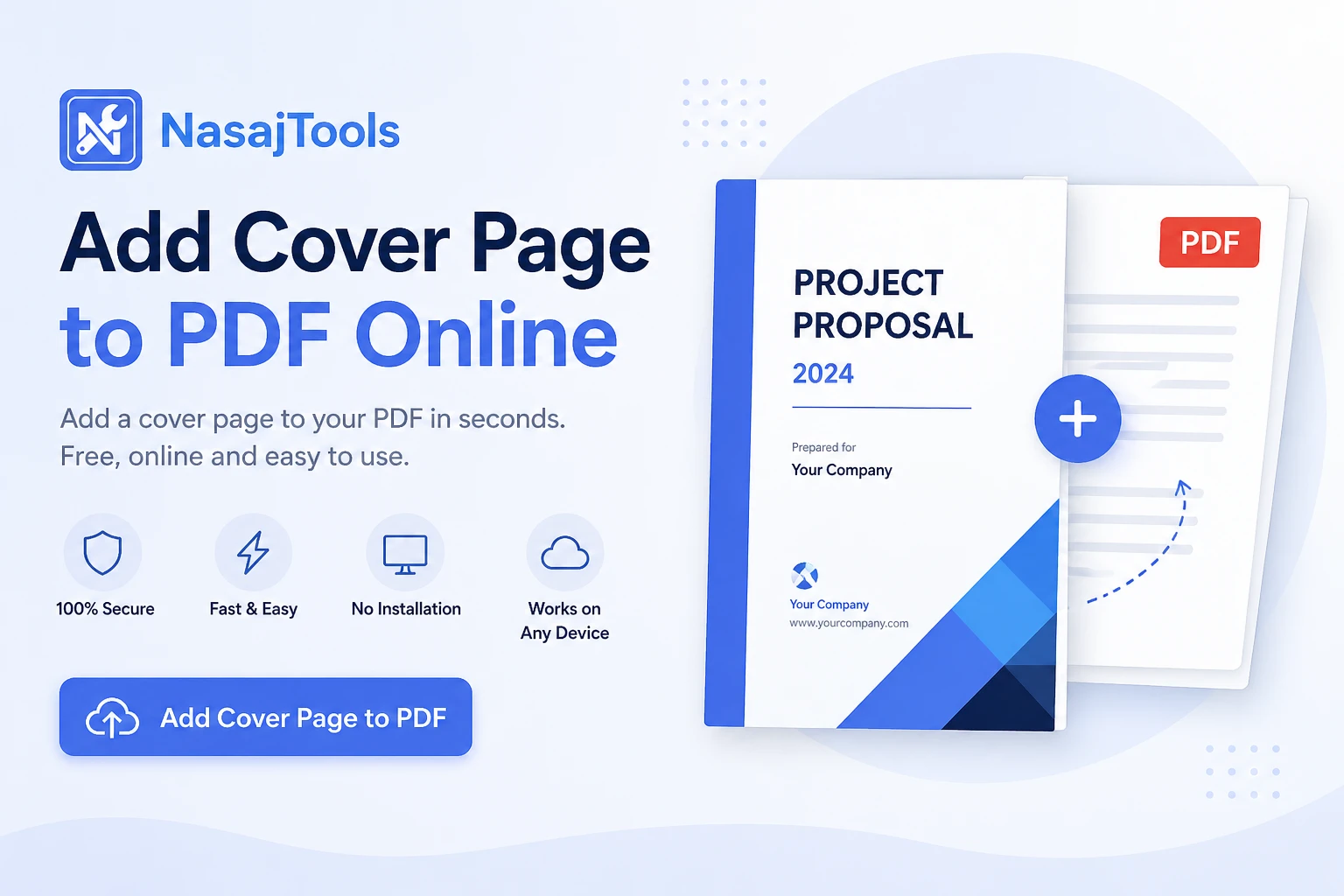 Add Cover Page to PDF online tool by NasajTools