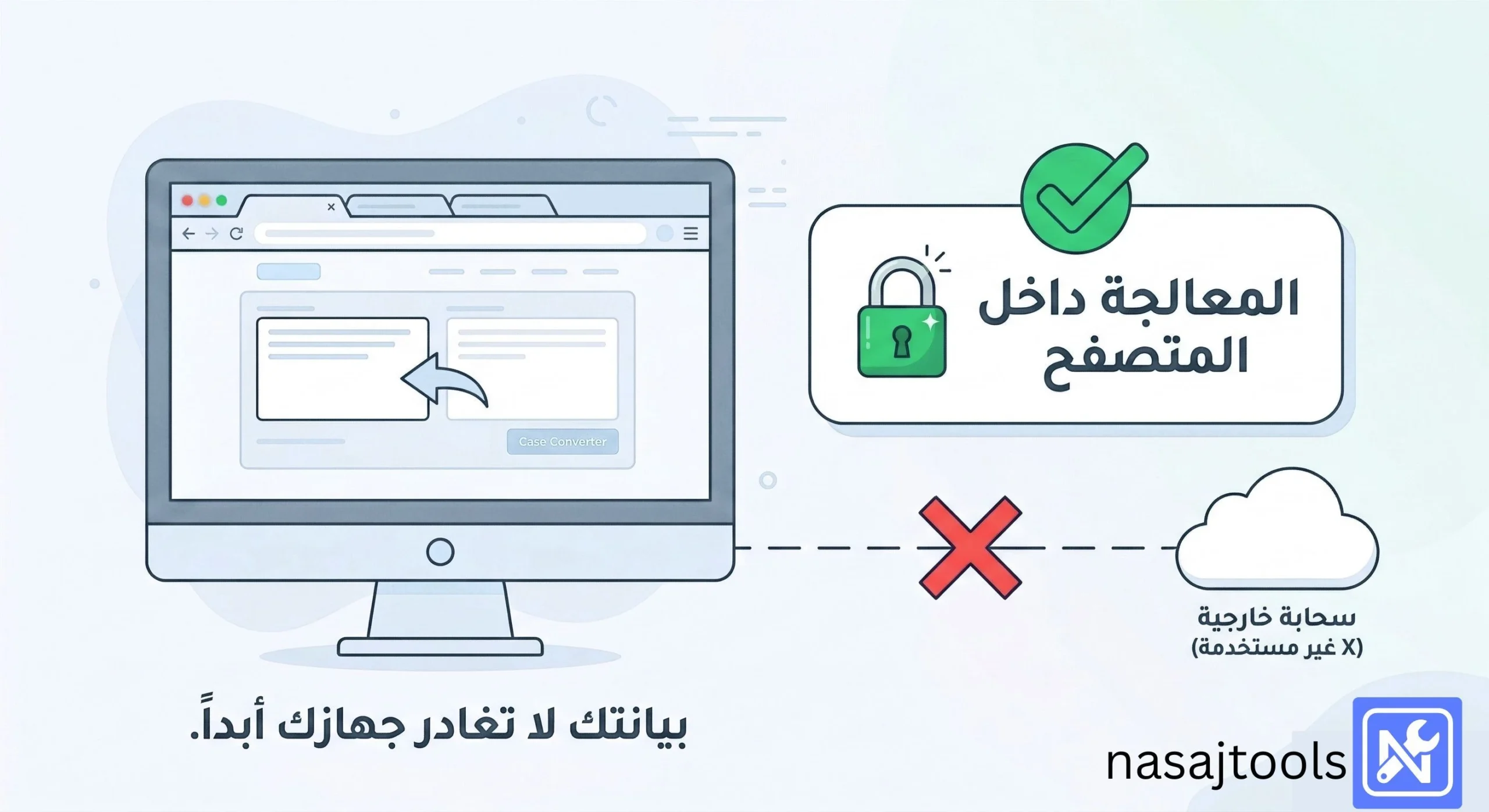 توضيح خصوصية محول حالة الأحرف في NasajTools.