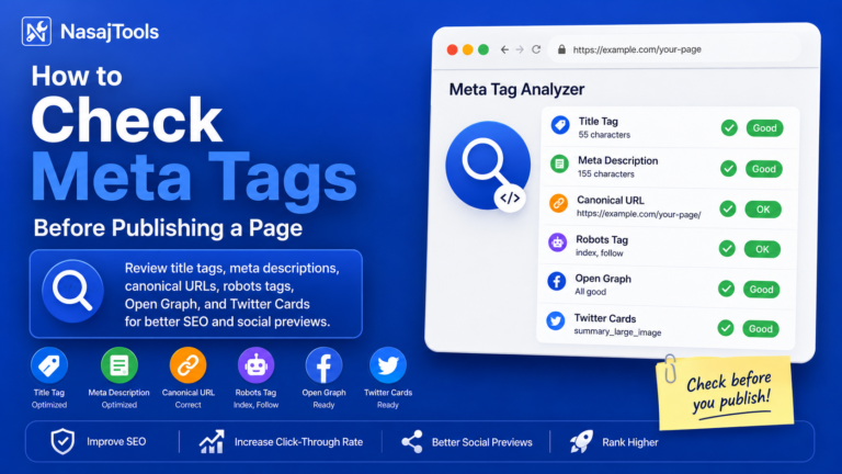How to check meta tags before publishing a page with NasajTools