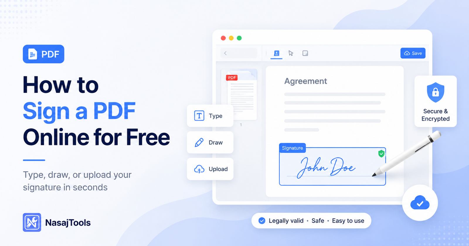 How to sign a PDF online for free with NasajTools