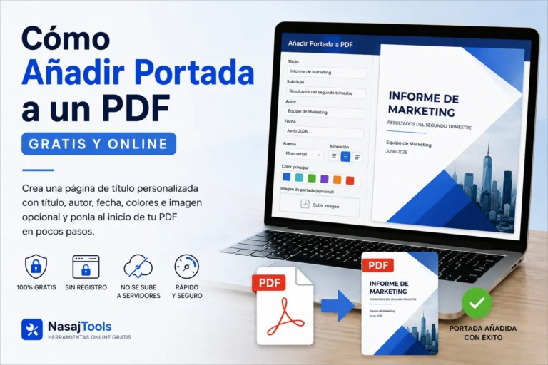Añadir portada a PDF gratis online con herramienta de NasajTools