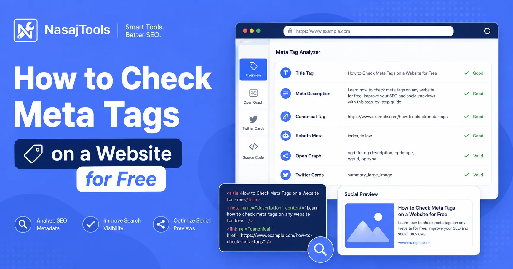 How to Check Meta Tags on a Website for Free 4 How to check meta tags on a website for free with NasajTools Meta Tag Analyzer