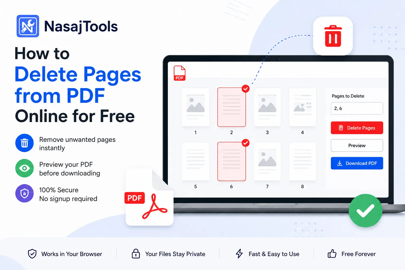How to Delete Pages from a PDF Online for Free 2 Delete pages from PDF online free with NasajTools