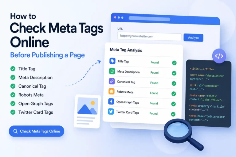 Check meta tags online before publishing a page using a meta tag analyzer